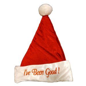 St. Nick's Choice Christmas Red Plush Santa Hat I've Been Good 17x10" Medium